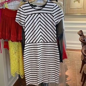 Black and white striped short sleeve dress